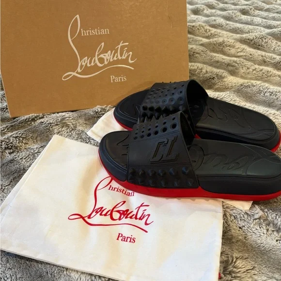 Christian Louboutin Men’s Take It Easy Red And Black Mules Take It Easy - Mules - Rubber - Black - Men - Christian  main image 4